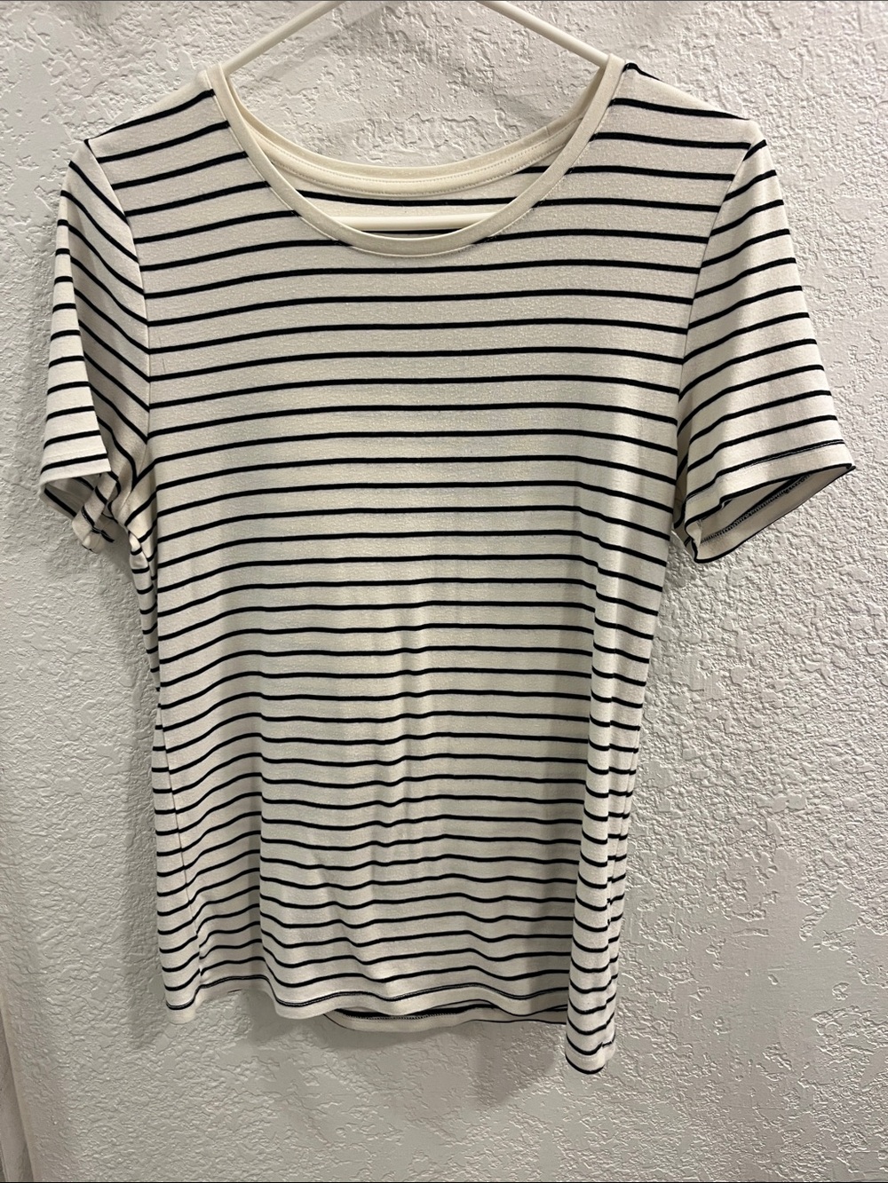 a new day Black & White Striped Short Sleeve Tee